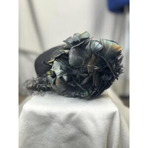 black vintage fur felt cloche hat deluxe merrimac 14 flapper goth